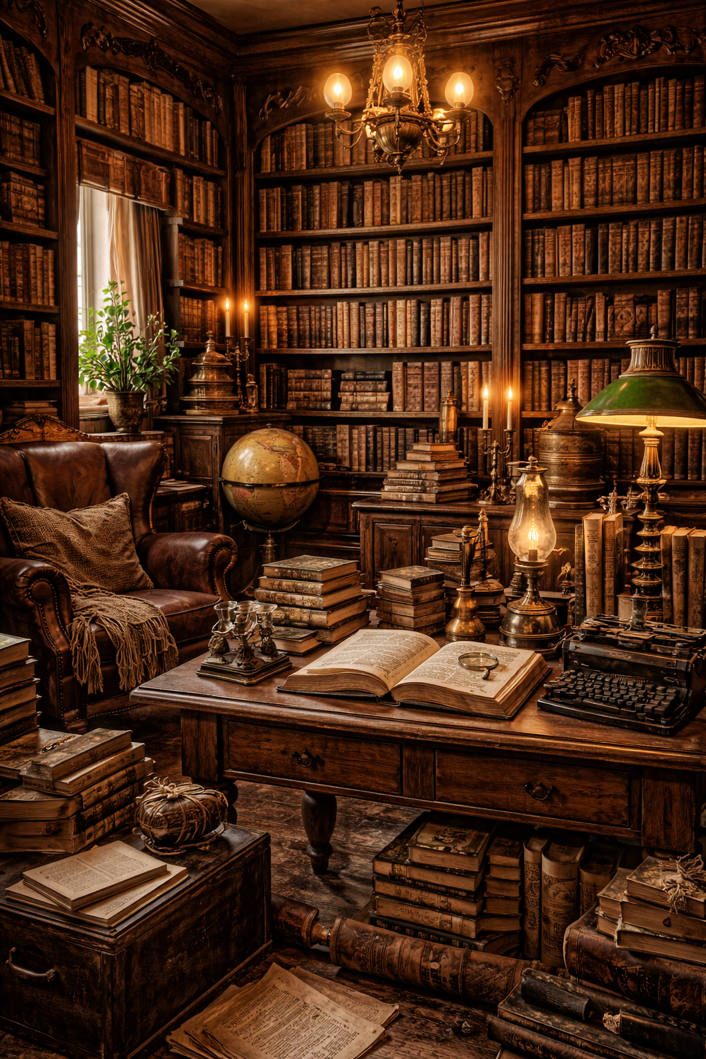 Stacked antique books